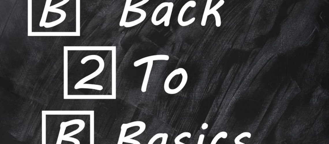 14080316 - acronym of b2b for back to basics written on a smudged blackboard